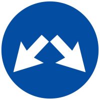 Ceļa zīme - Nr. 412 Šķērsli apbraukt pa labo vai pa kreiso pusi