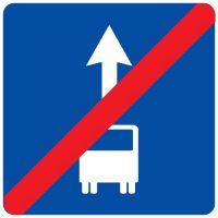 Ceļa zīme - Nr. 506 Joslas pasažieru sabiedriskajiem transportlīdzekļiem beigas
