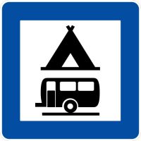 Ceļa zīme - Nr. 614 Kempings un kempingpiekabju stāvvieta